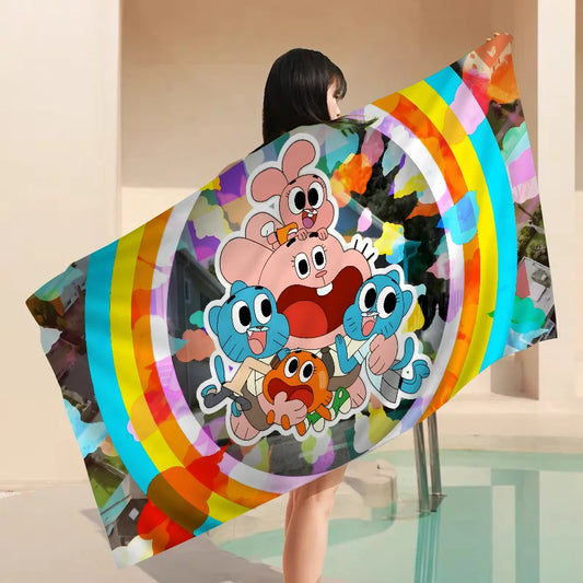 The A_Amazing Funny W-world Of G-Gumball Towel Microfiber Beach Towel Absorbent Yoga Swimming Resort Mountain Climbing Towel