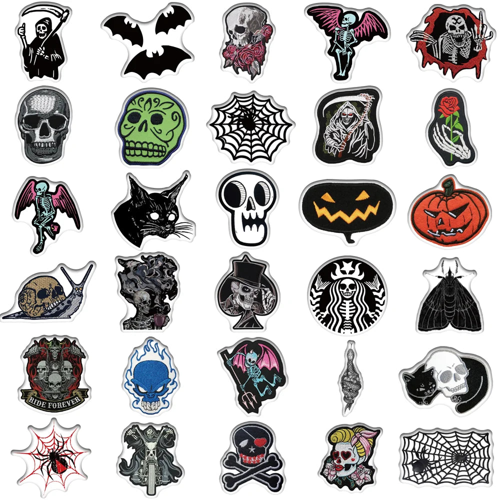 60pcs/bag Multiple Gothic Dark Skull Spider Web Stickers For Laptop Skateboard Helmet Features Cool Easy to Tear Off Decals