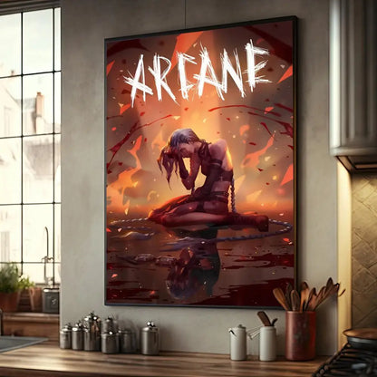 Cartoon Anime Game Arcane L-LOL Jinx Main Art Movie Posters Fancy Wall Sticker for Living Room Bar Decoration Room Wall Decor