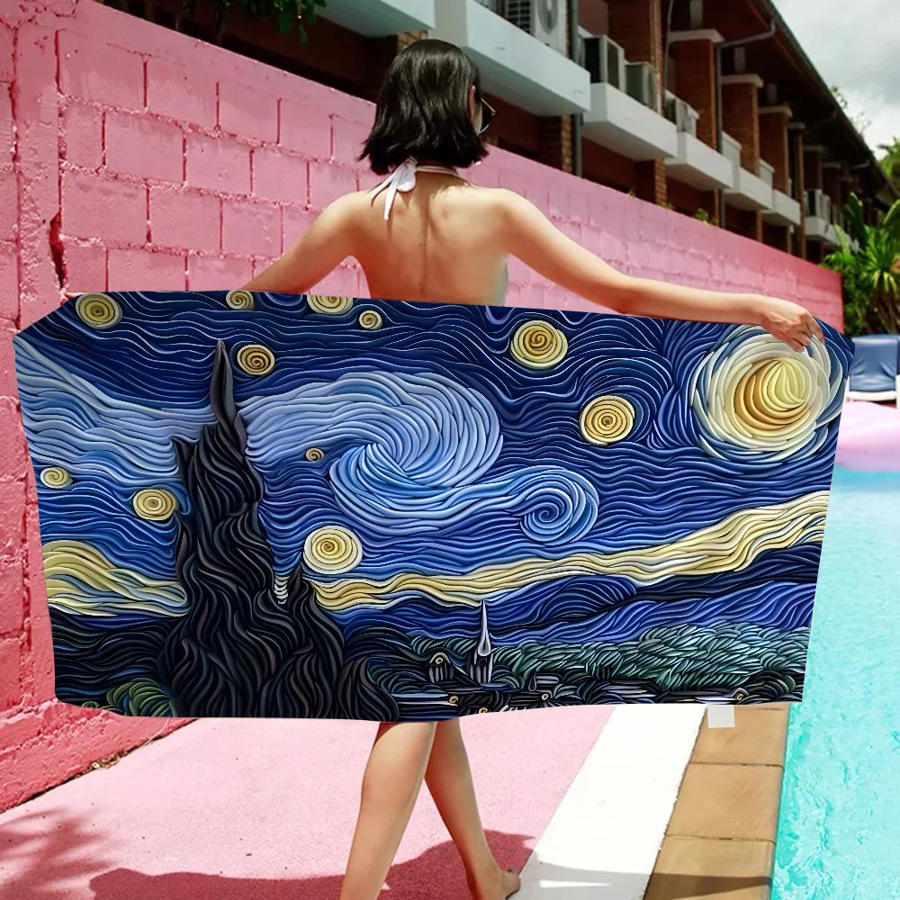 Van Gogh Art Painting Towel Microfiber Beach Towel Absorbent Quick dry Soft Yoga Swimming Resort Mountain Climbing Towel