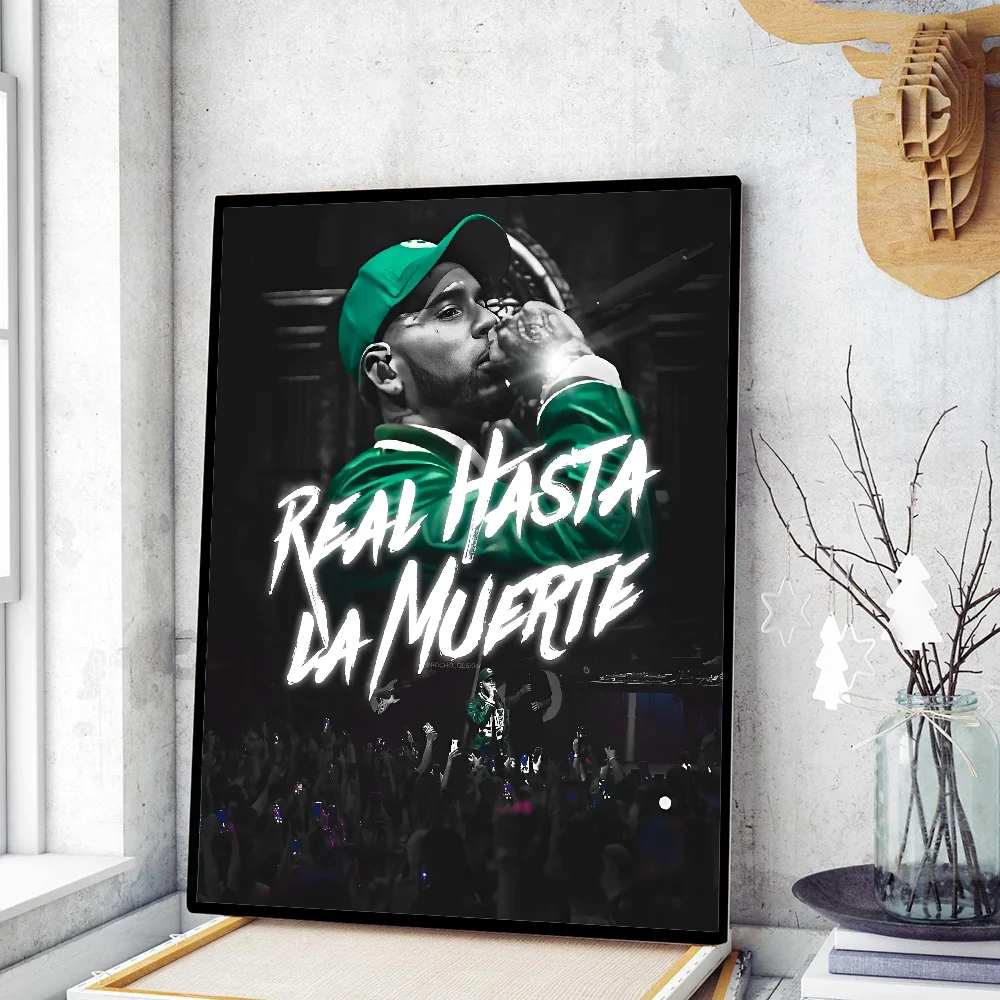 Póster de película de rapero de hip hop Anuel AA, pósteres adhesivos de papel Kraft retro, pegatinas para pared, arte estético para bar o cafetería