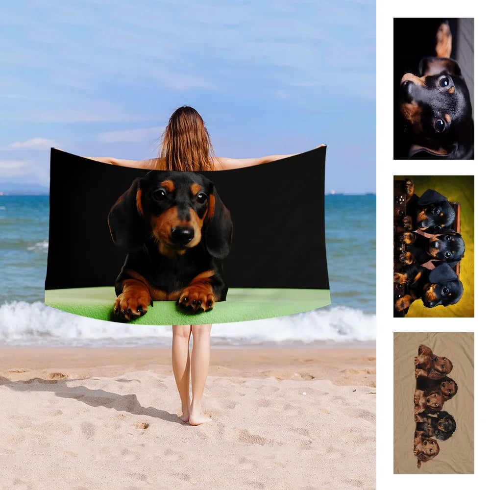 Dachshund Dog Towel Microfiber Beach Towel Absorbent Quick dry Soft Yoga Swimming Resort Mountain Climbing Towel