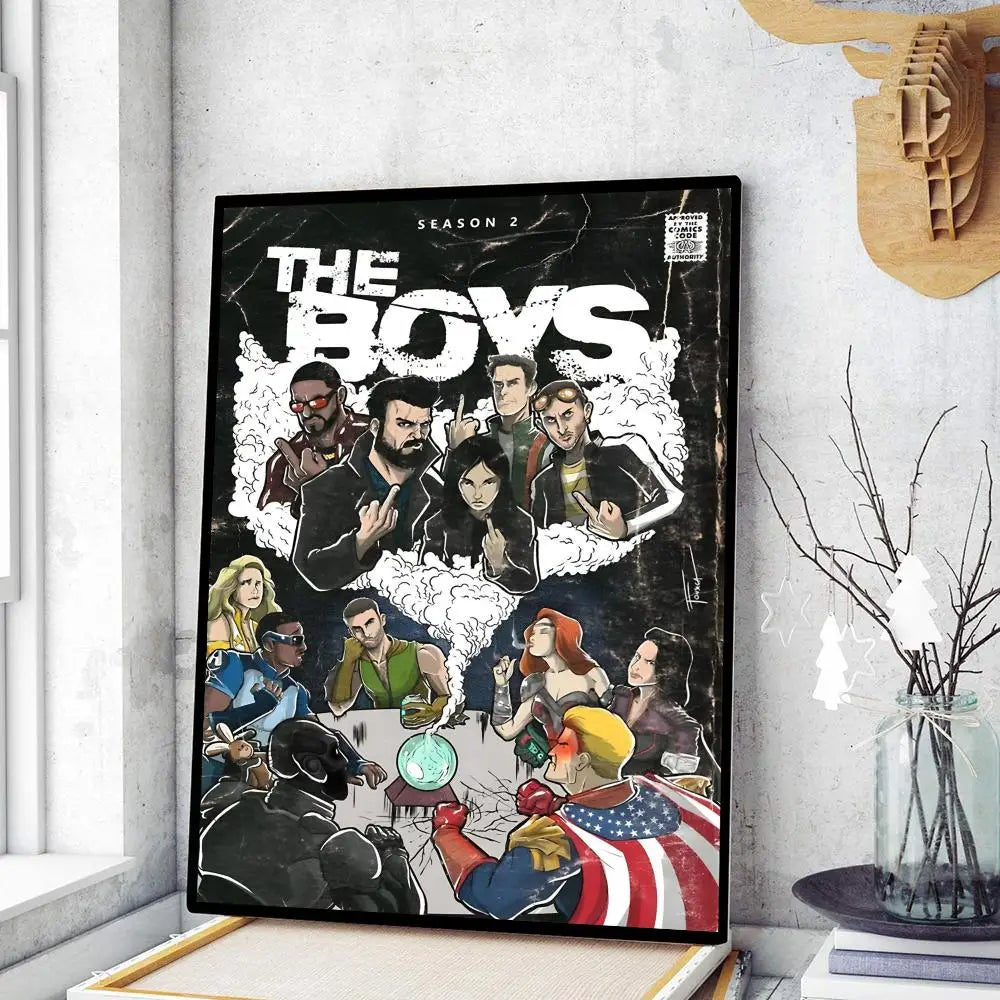 The Boys Anime Whitepaper Poster Fancy Wall Sticker for Living Room Bar Decoration Decor Art Wall Stickers Aesthetic Painting