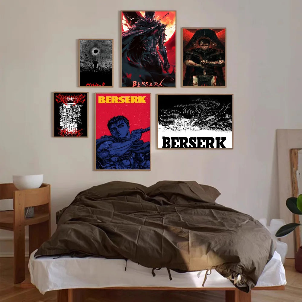 Japanese Anime Berserk Anime DIY Sticky Poster Waterproof Paper Sticker Coffee House Bar Stickers Wall Painting