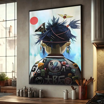 Póster de música retro de Gorillaz de buena calidad, póster de papel Kraft de alta gama, pintura artística para pared, estudio, hogar, sala de estar, imagen decorativa