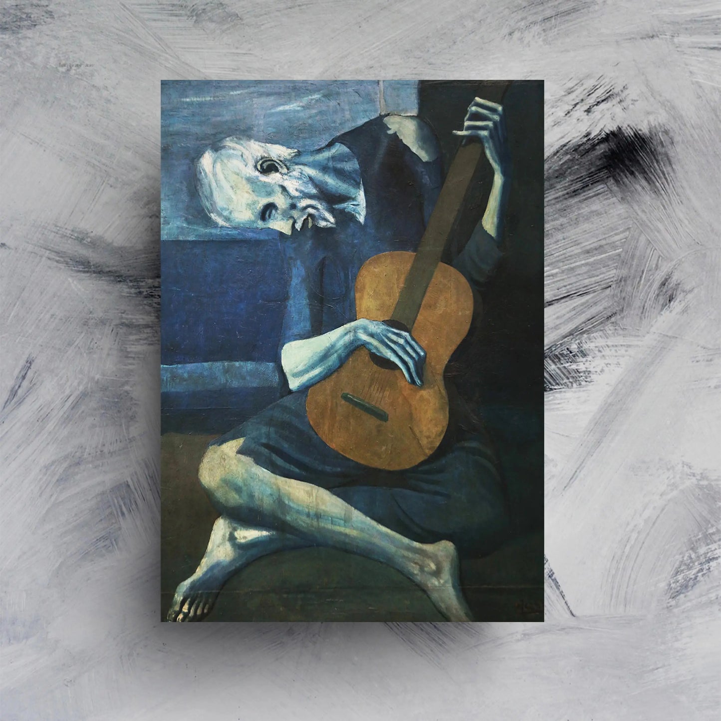 3Pcs Posters: Vincent Van Gogh Skeleton + The Old Guitarist by Pablo Picasso + The Great Wave Off Kanagawa by Katsushika Hokusai