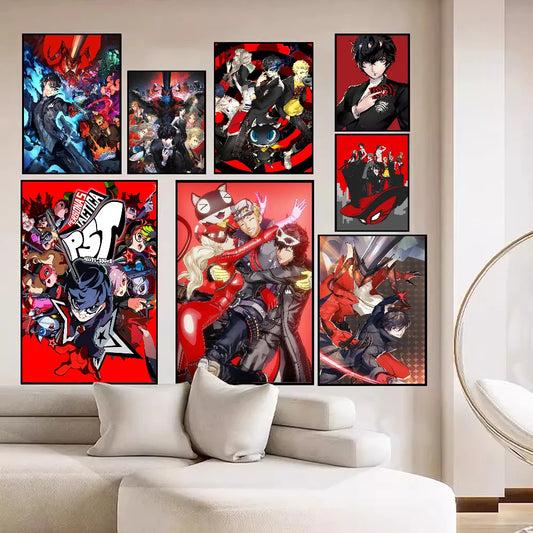 H-Hot V-Video G-Game P-Persona 5 G-Gaming DIY スティッキーポスター ホワイトペーパープリント ポスター アートワーク ヴィンテージ 装飾絵画