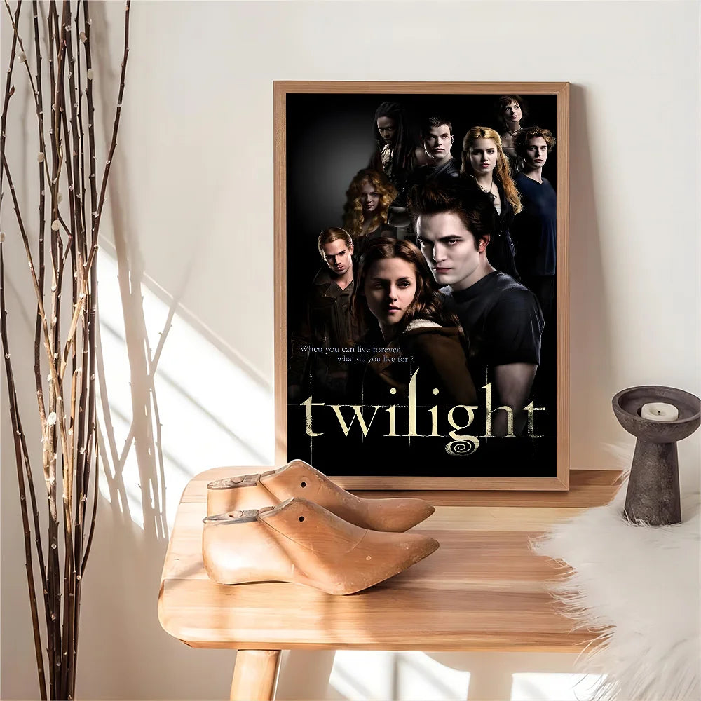 Póster autoadhesivo de la película T-Crepúsculo Edward Bella, impresiones en papel blanco, carteles, obras de arte, decoración del hogar