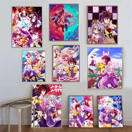 Pósteres clásicos de anime No Game No Life, pósteres retro de arte de pared de calidad HD para decoración de habitaciones