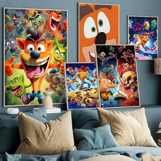 C_CrashS_B- Bandicoot Game Poster Home Furnishing decoration Highend Kraft paper Poster Wall Study Home Living Room Decoration