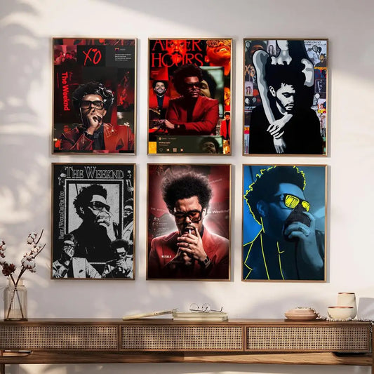 Impresiones de buena calidad de la película The Weeknd del cantante, carteles adhesivos para hacer uno mismo, decoración vintage para el bar, la cafetería y la habitación