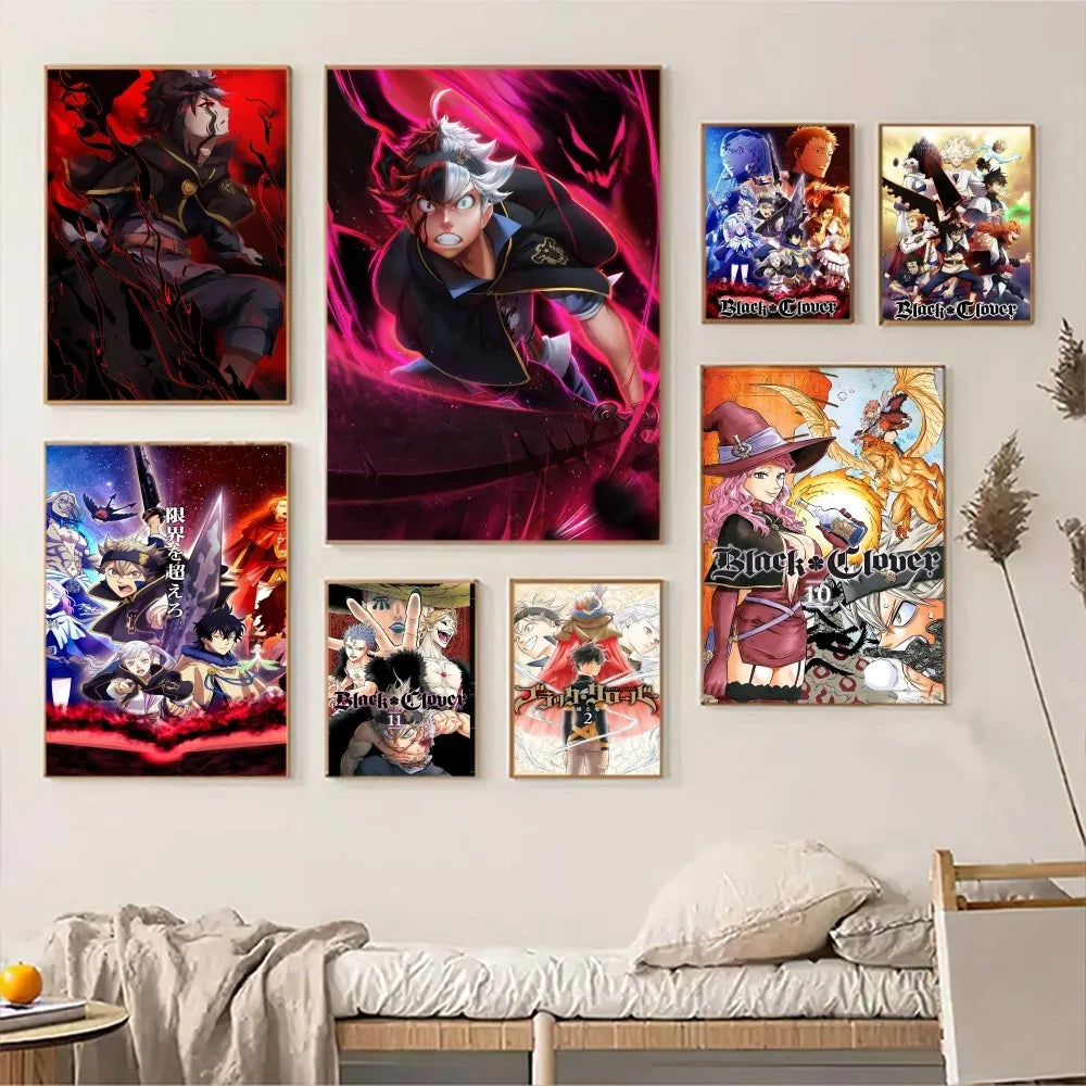 Anime Black Clover Self-adhesive Art Poster Whitepaper Prints Posters Artwork Aesthetic Art Wall Painting