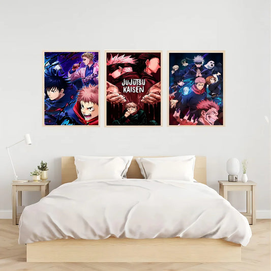 Póster de arte autoadhesivo de anime Jujutsu Kaisen, decoración, pintura, arte de pared, papel Kraft blanco, decoración del hogar