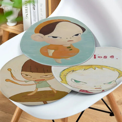 Yoshitomo Nara Dream Doll Round Chair Mat Soft Pad Seat Cushion For Dining Patio Home Office Indoor Outdoor Garden Stool Seat