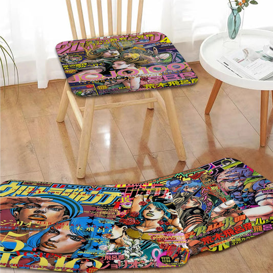 Anime JoJo Bizarre Adventure Retro Square Seat Cushion Office Dining Stool Pad Sponge Sofa Mat Non-Slip Seat Mat