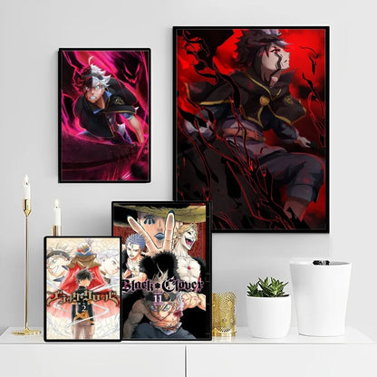 Anime Black Clover Self-adhesive Art Poster Whitepaper Prints Posters Artwork Aesthetic Art Wall Painting