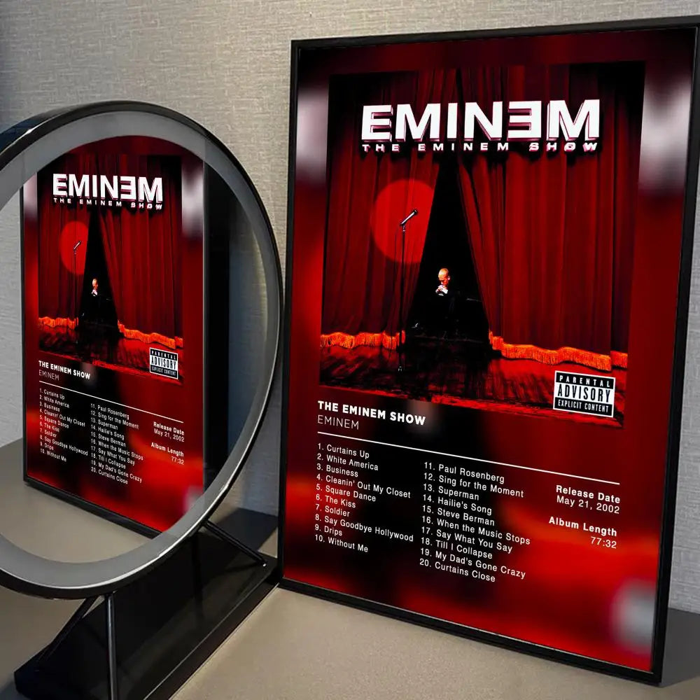 Eminem 8 Mile Hip Hop Rapper Whitepaper Poster Self-adhesive Poster Fancy Wall Sticker for Living Room Bar Decorative Painting