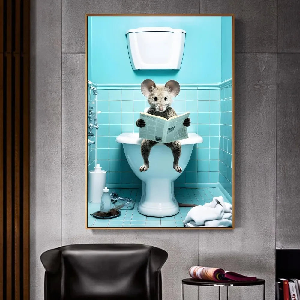 Chimpanzee Cat Dog giraffe Animal to Toilet Poster Home Furnishing Decoration Highend paper Poster Wall Study Home Living Room