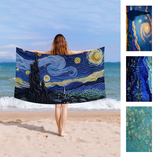 Van Gogh Art Painting Towel Microfiber Beach Towel Absorbent Quick dry Soft Yoga Swimming Resort Mountain Climbing Towel