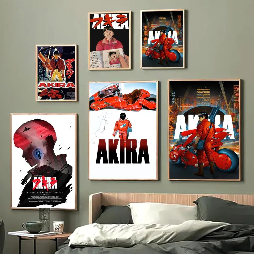 Colección de películas Akira Anime Posters Adhesivos de papel impermeables Adhesivos para cafeterías Bares Decoración de habitaciones kawaii