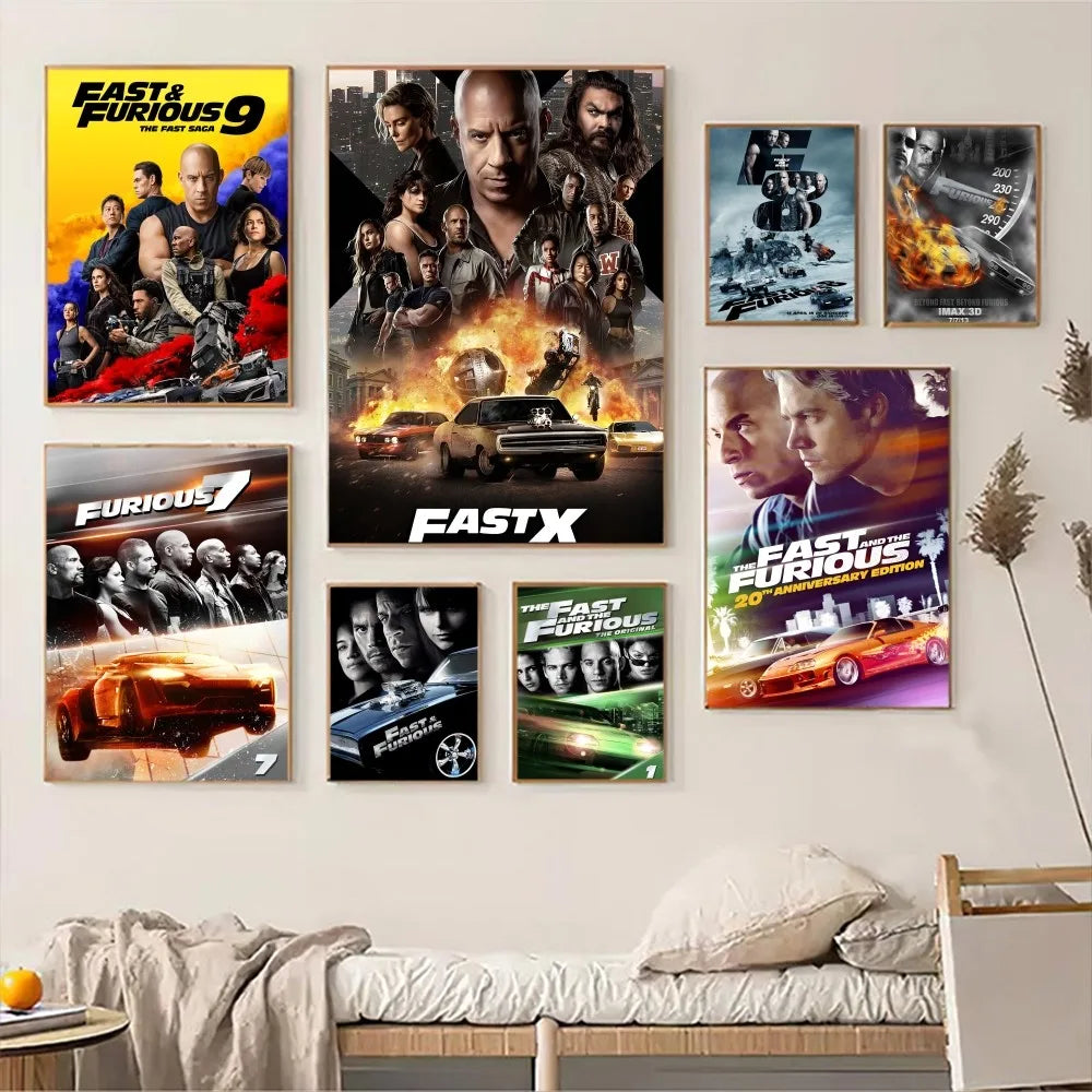 Classic Movies Fast & Furious Series Paul Walker Painting DIY Sticky Poster Fancy Wall Sticker for Living Room Bar Decoration