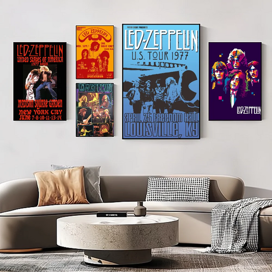 Band L-Led Z-Zeppelin Anime Posters Sticky Decoracion Painting Wall Art White Kraft Paper Wall Decor