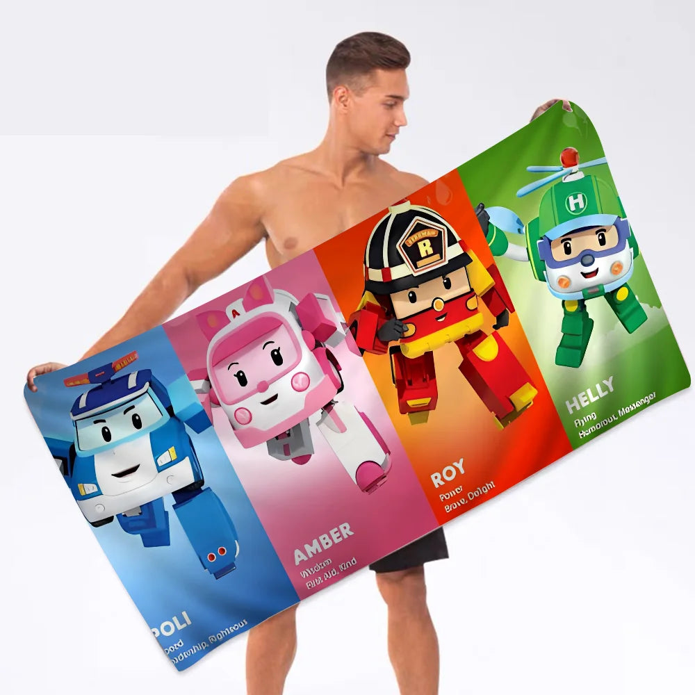 Robocar Polis Towel Microfiber Beach Towel Absorbent Quick dry Soft Yoga Swimming Resort Mountain Climbing Towel