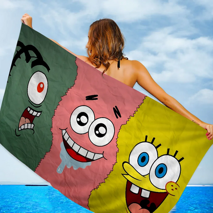 Amine Sponge_Bobs Face Towel Microfiber Beach Towel Absorbent Quick dry Soft Yoga Swimming Resort Mountain Climbing Towel