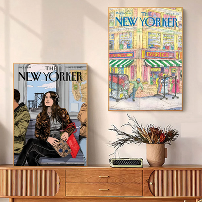 The-New-Yorker Magazine Movie Sticky Posters Whitepaper Sticker DIY Room Bar Cafe Posters Wall Stickers