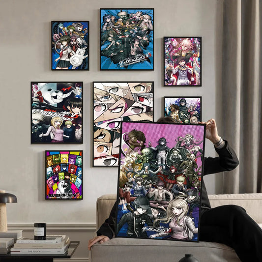 Pósteres de anime Super Danganronpa V3, pósteres adhesivos vintage para decoración de habitaciones, bares, cafeterías, decoración de habitaciones kawaii