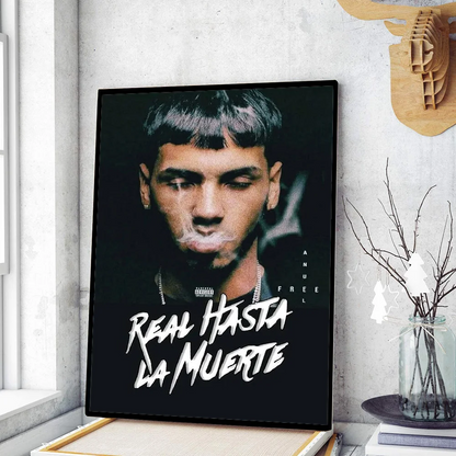 Póster de película de rapero de hip hop Anuel AA, pósteres adhesivos de papel Kraft retro, pegatinas para pared, arte estético para bar o cafetería