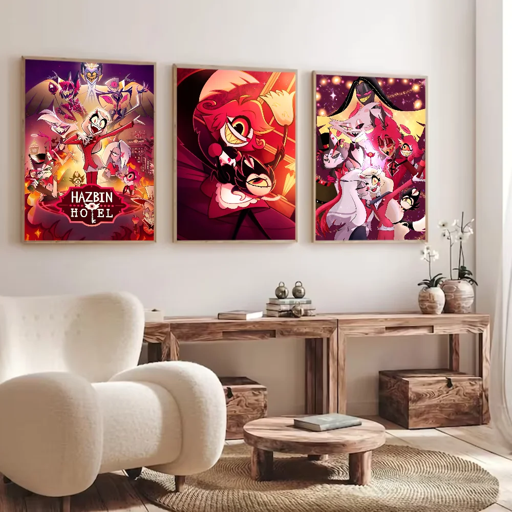 H-Hazbin Hotels Cartoon Whitepaper Poster HD Quality Poster Wall Art Painting Study Room Wall Decor