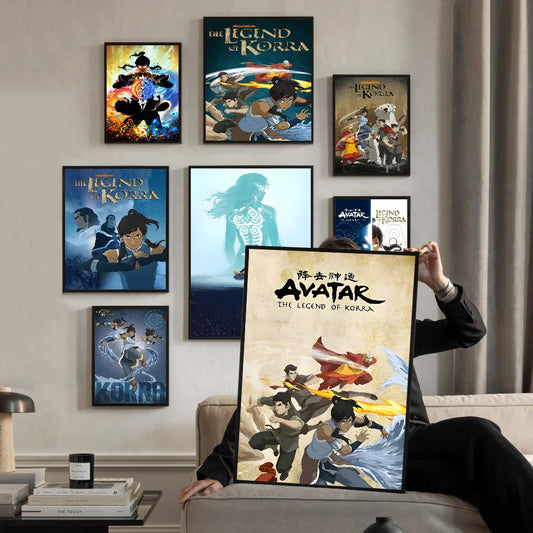 Cartoon A-Avatar The L-Legend of K-Korra Poster Anime Posters Sticky HD Quality Wall Art Retro Posters for Home Kawaii Room