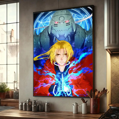 Anime Fullmetal Alchemist Whitepaper Poster Fancy Wall Sticker for Living Room Bar Decoration Decor Art Wall Stickers Painting