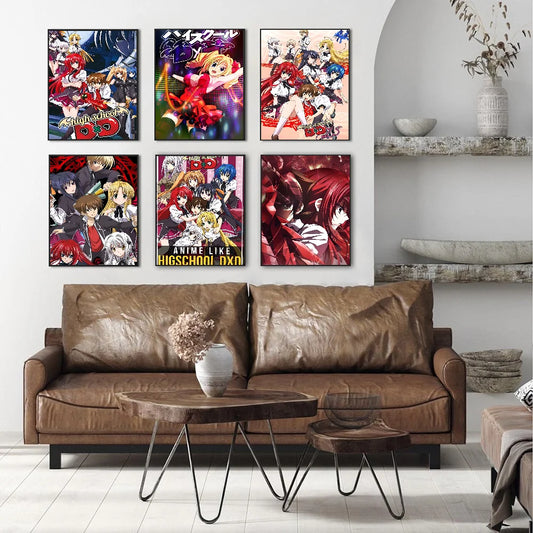 Póster de arte autoadhesivo de High School DxD, impresiones en papel blanco, carteles, obras de arte, decoración del hogar