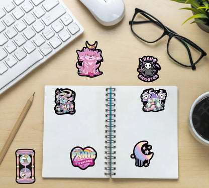 50pcs Retro Aesthetic Goth Dark Stickers For Phone Scrapbook Laptop Stationery Vintage DIY Creepy Sticker Scrapbooking Supplies