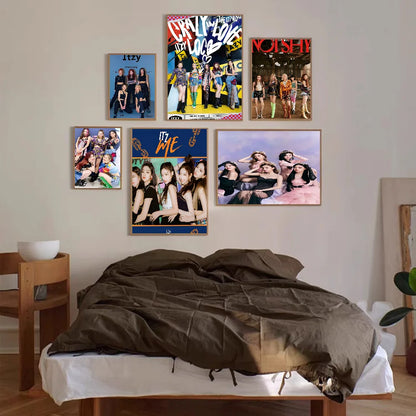 Kpop Group Itzy DIY Sticky Poster Waterproof Paper Sticker Coffee House Bar Home Decor