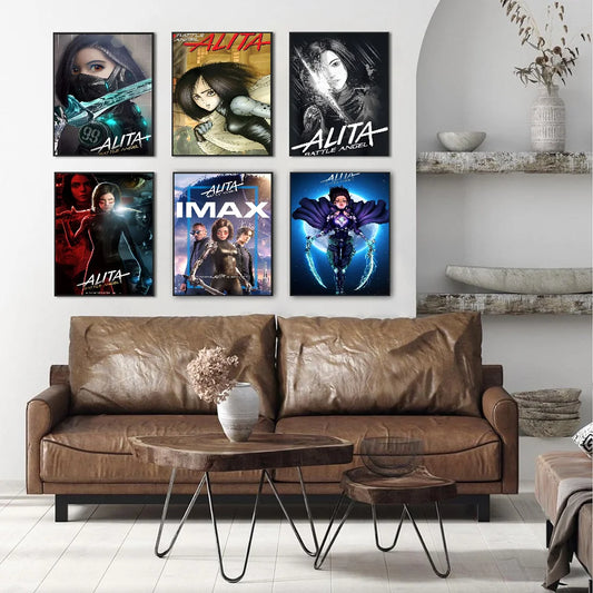 Alita Battle Angel Whitepaper Poster Fancy Wall Sticker for Living Room Bar Decoration Decor Art Wall Stickers