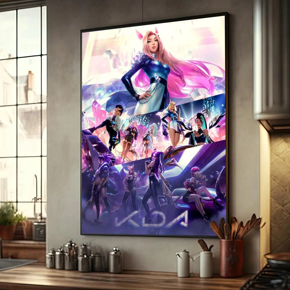 LOL-KDA Kaisa Ahri Akali Poster Home decoration Highend Kraft paper Poster Wall Art Painting Study Home Living Room Decoration