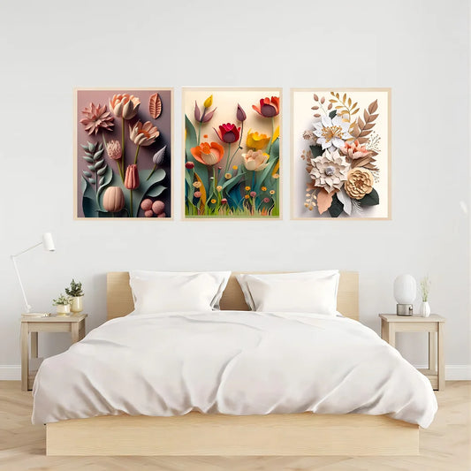 Flowers HD Oil on Canvas Movie Sticky Posters Vintage Room Home Bar Cafe Decor Room Wall Decor