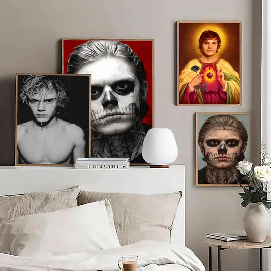 Evan Peters Actor Self-adhesive poster Kraft Paper Prints and Posters Home Room Bar Cafe Decor Art Wall Painting