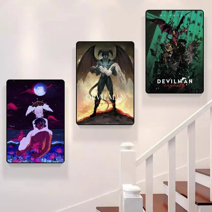 Póster de arte autoadhesivo de Anime Devilman Crybaby, impresiones en papel blanco, carteles, obras de arte, arte estético, pintura de pared