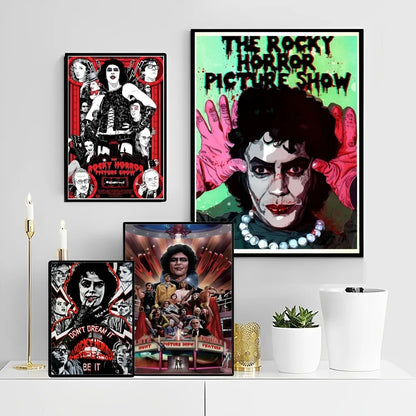 Pósteres de anime de la película Rocky Horror Picture Show, decoración adhesiva, pintura, arte de pared, papel Kraft blanco, decoración de pared