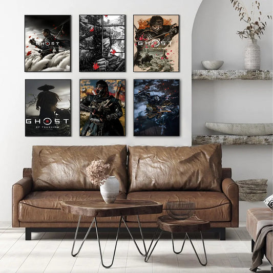 Ghost of Tsushima Game Classic Movie Posters Fancy Wall Sticker for Living Room Bar Decoration Room Wall Decor