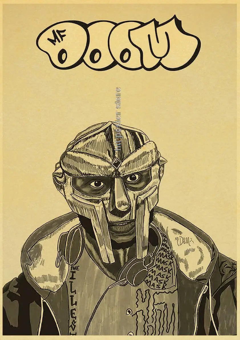 Póster retro de MF Doom Madlib, pintura de álbum de música hip hop y rap, imagen de estrella, arte de pared para sala de estar, decoración del hogar