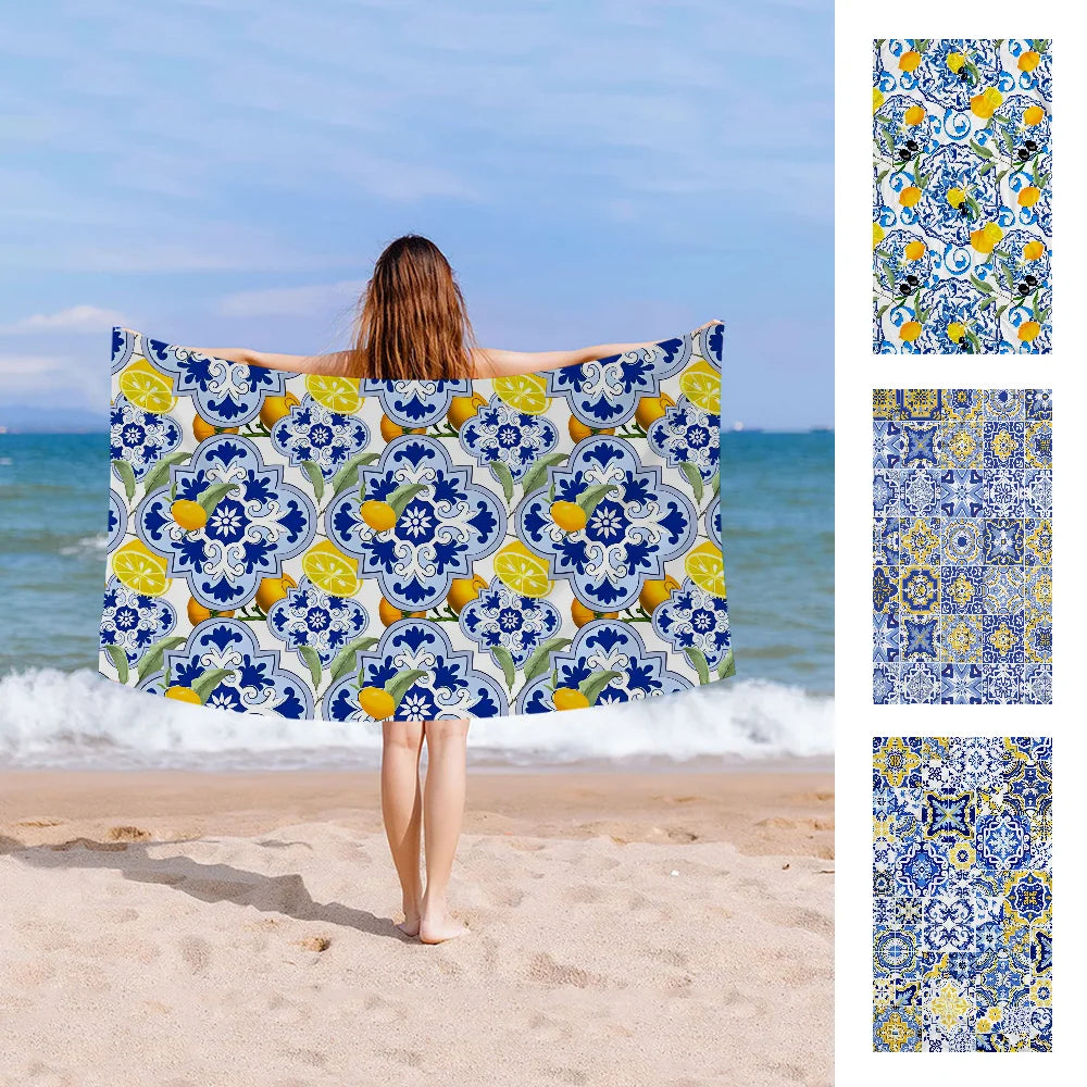 Morocco Lemon Fruit Towel Microfiber Beach Towel Absorbent Quick dry Soft Yoga Swimming Resort Mountain Climbing Towel