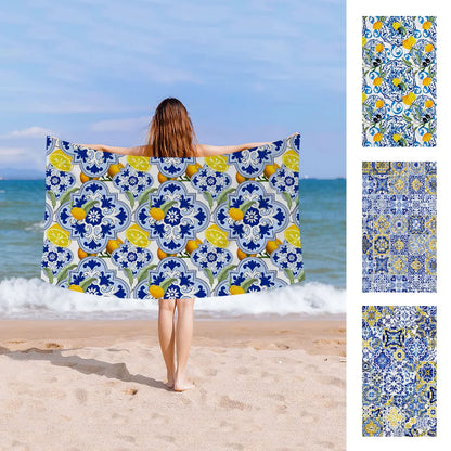 Morocco Lemon Fruit Towel Microfiber Beach Towel Absorbent Quick dry Soft Yoga Swimming Resort Mountain Climbing Towel