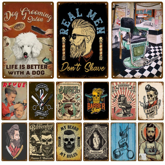 Cartel de hojalata de barbería, póster de pared vintage, letrero de metal, placa de pared decorativa, placa de cocina, accesorios de decoración vintage de metal