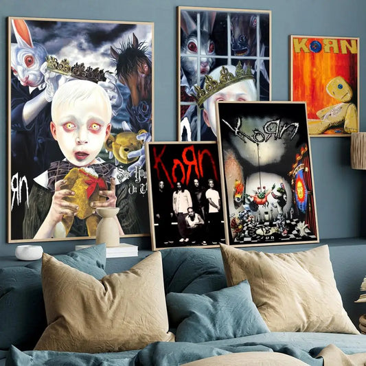 Korn Rock Band Music Poster Anime Posters Sticky HD Quality Wall Art Retro Posters for Home Kawaii Room Decor