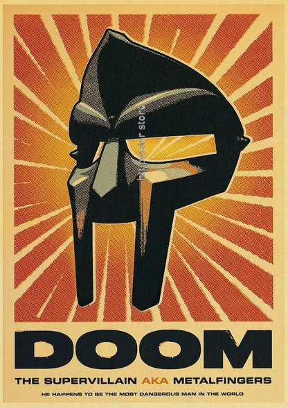 Póster retro de MF Doom Madlib, pintura de álbum de música hip hop y rap, imagen de estrella, arte de pared para sala de estar, decoración del hogar